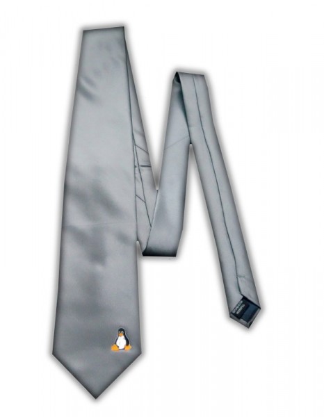 Linux Krawatte - Pinguin Tux - grau